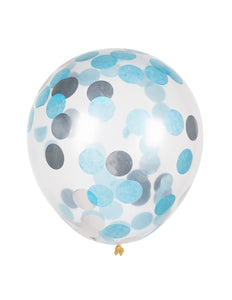 E-Carnavalskleding.nl Set 5 confettiballonnen blauw/zilver