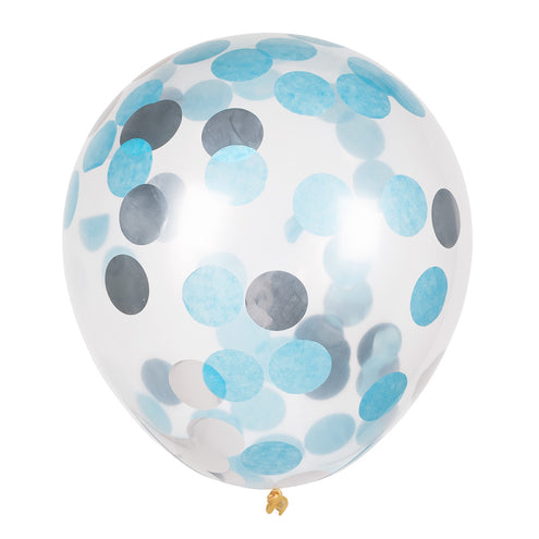 E-Carnavalskleding.nl Set 5 confettiballonnen blauw/zilver