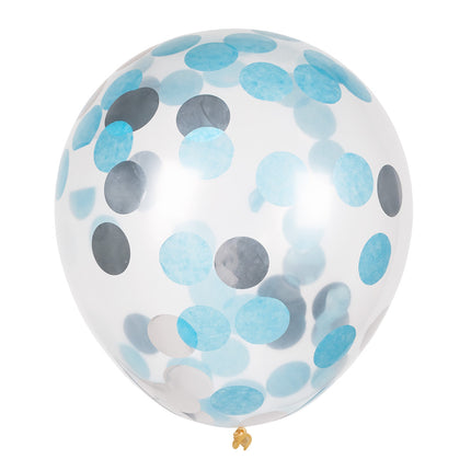 E-Carnavalskleding.nl Set 5 confettiballonnen blauw/zilver