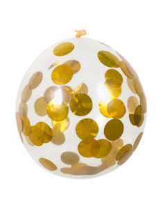 E-Carnavalskleding.nl Set 5 confettiballonnen goud