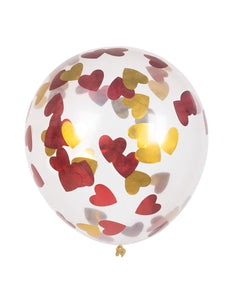 E-Carnavalskleding.nl Set 5 confettiballonnen Hartjes rood/goud