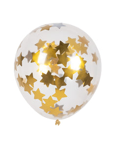 E-Carnavalskleding.nl Set 5 confettiballonnen Sterren goud
