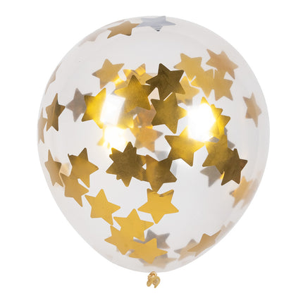 E-Carnavalskleding.nl Set 5 confettiballonnen Sterren goud