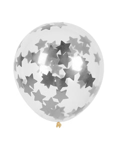 E-Carnavalskleding.nl Set 5 confettiballonnen Sterren zilver