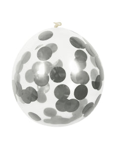 E-Carnavalskleding.nl Set 5 confettiballonnen zilver