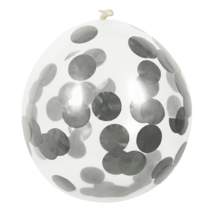 E-Carnavalskleding.nl Set 5 confettiballonnen zilver