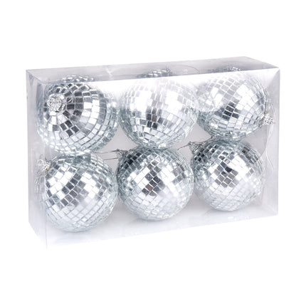 E-Carnavalskleding.nl Set 6 discoballen (XS) zilver