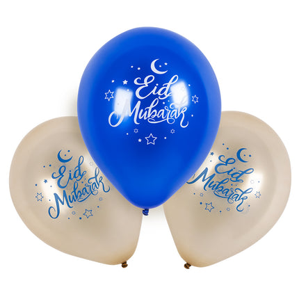 E-Carnavalskleding.nl Set 6 latex ballonnen 'Eid Mubarak'