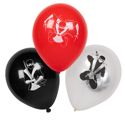 E-Carnavalskleding.nl Set 6 latex ballonnen 'Ninja'
