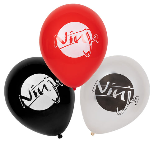 E-Carnavalskleding.nl Set 6 latex ballonnen 'Ninja'