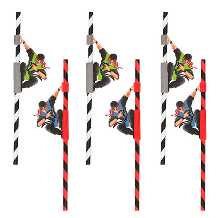 E-Carnavalskleding.nl Set 6 papieren rietjes Ninja