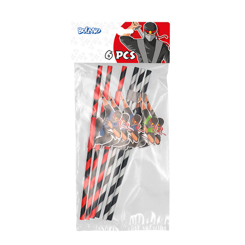 E-Carnavalskleding.nl Set 6 papieren rietjes Ninja