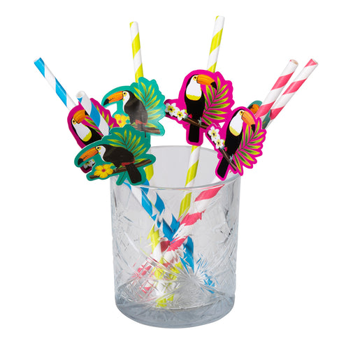 E-Carnavalskleding.nl Set 6 papieren rietjes Toekan