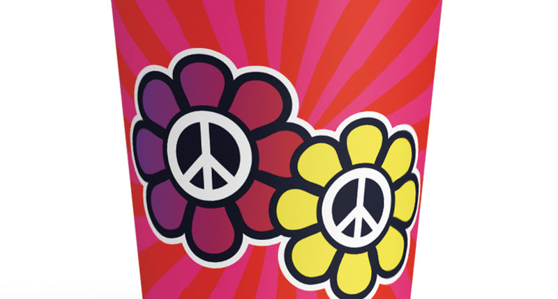 E-Carnavalskleding.nl Set 8 papieren bekertjes Hippie