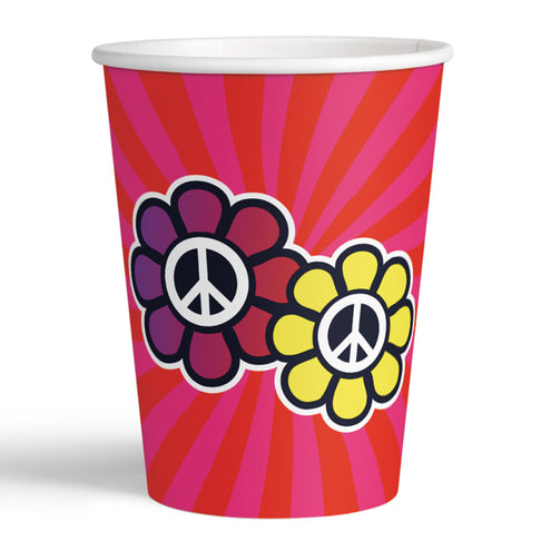 E-Carnavalskleding.nl Set 8 papieren bekertjes Hippie