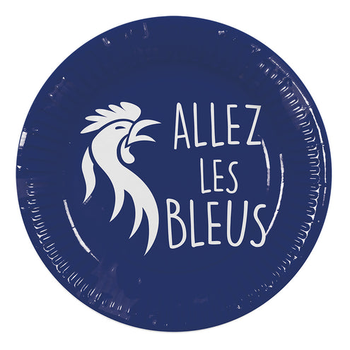 E-Carnavalskleding.nl Set 8 papieren bordjes 'Allez les Bleus'