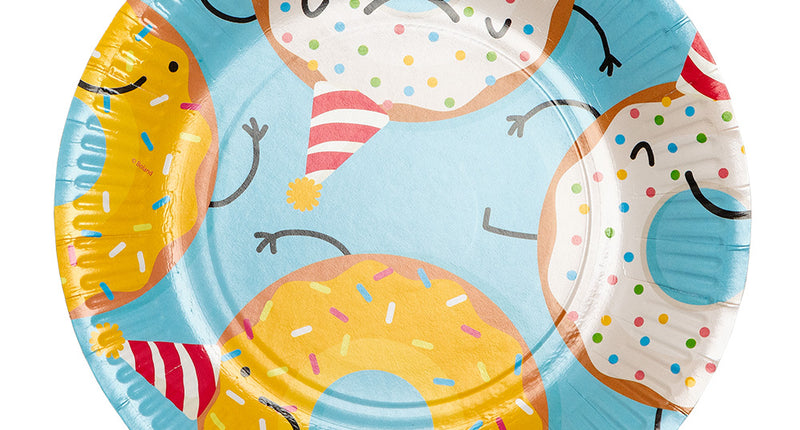 E-Carnavalskleding.nl Set 8 papieren bordjes Donut