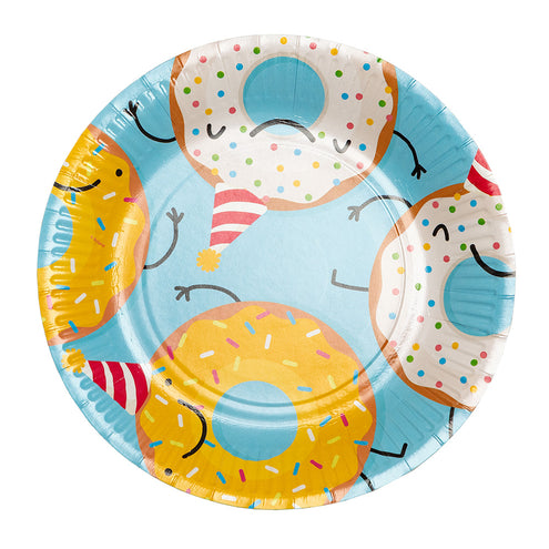 E-Carnavalskleding.nl Set 8 papieren bordjes Donut