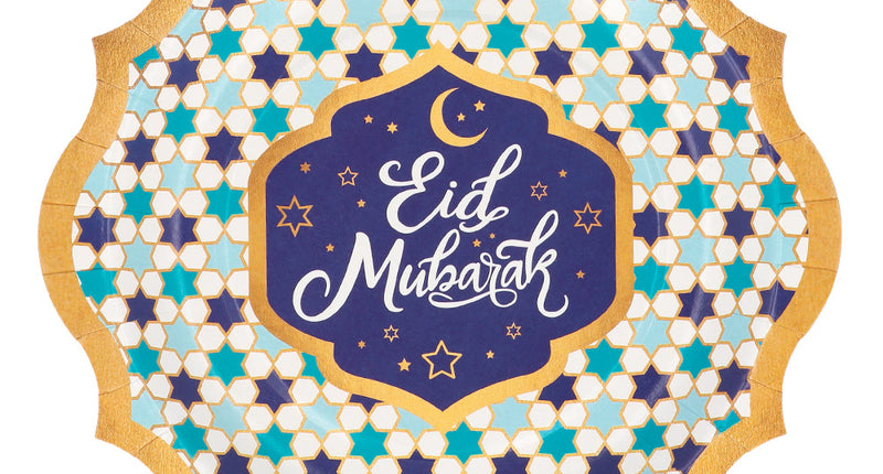 E-Carnavalskleding.nl Set 8 papieren bordjes 'Eid Mubarak'