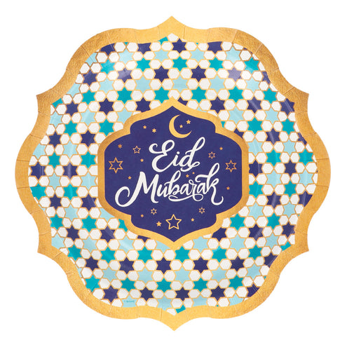 E-Carnavalskleding.nl Set 8 papieren bordjes 'Eid Mubarak'
