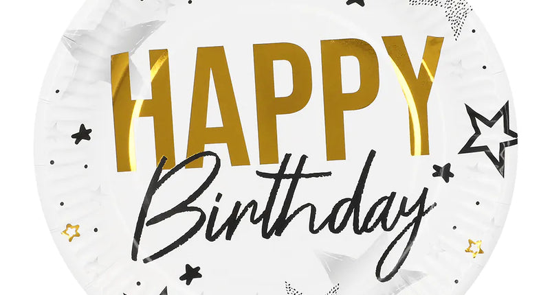 E-Carnavalskleding.nl Set 8 papieren bordjes 'Happy birthday'