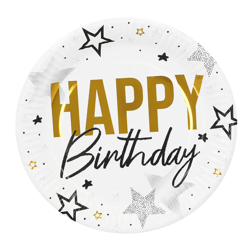 E-Carnavalskleding.nl Set 8 papieren bordjes 'Happy birthday'