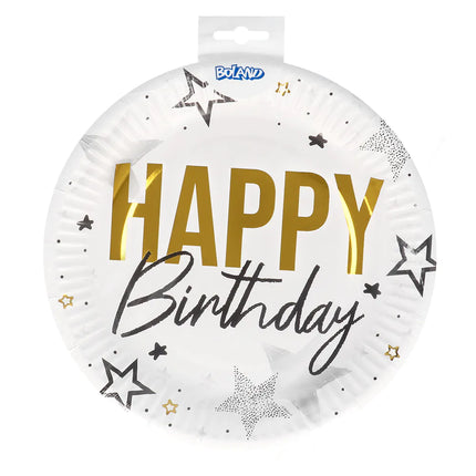 E-Carnavalskleding.nl Set 8 papieren bordjes 'Happy birthday'