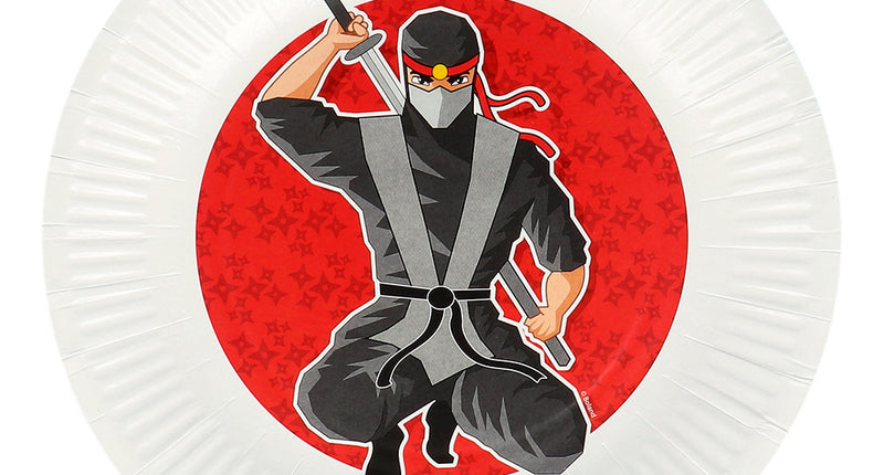 E-Carnavalskleding.nl Set 8 papieren bordjes Ninja