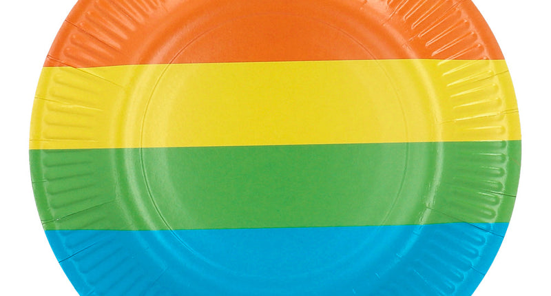E-Carnavalskleding.nl Set 8 papieren bordjes Regenboog