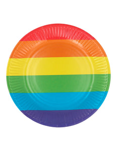 E-Carnavalskleding.nl Set 8 papieren bordjes Regenboog