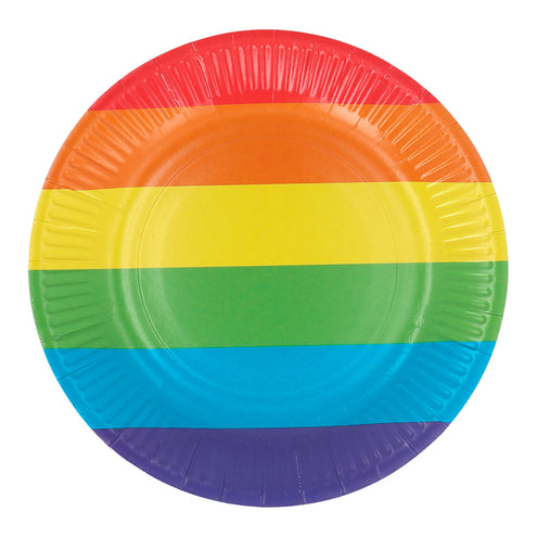 E-Carnavalskleding.nl Set 8 papieren bordjes Regenboog