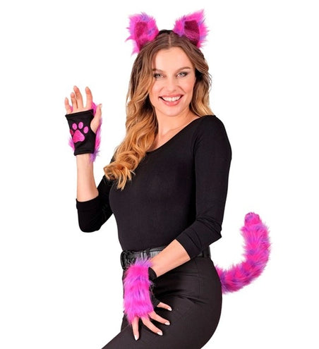 E-Carnavalskleding.nl Set cosplay kat neon roze Daan