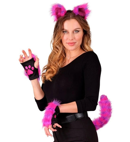 E-Carnavalskleding.nl Set cosplay kat neon roze Daan