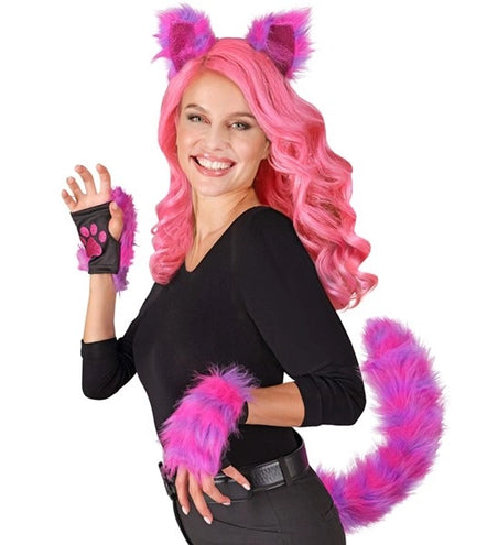 E-Carnavalskleding.nl Set cosplay kat neon roze Daan
