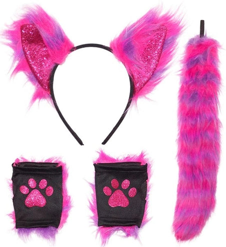 E-Carnavalskleding.nl Set cosplay kat neon roze Daan