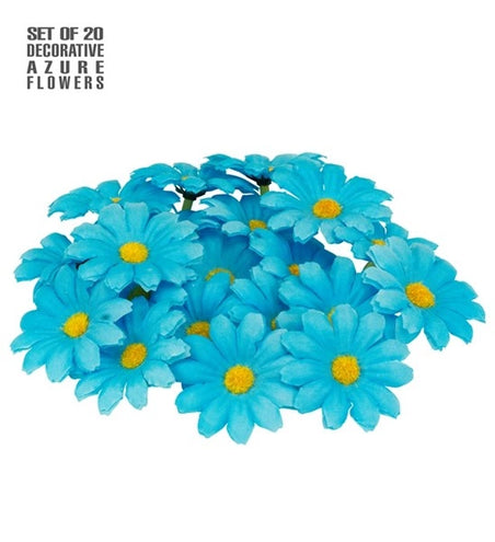 E-Carnavalskleding.nl Set van 20 decoratieve licht blauwe bloemen Isa