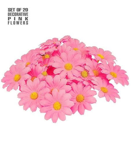 E-Carnavalskleding.nl Set van 20 decoratieve roze bloemen Roos