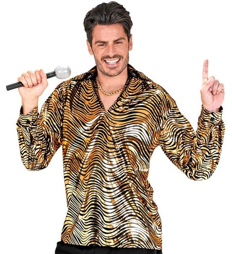 E-Carnavalskleding.nl Shirt disco fever goud heren