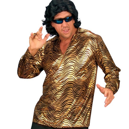 E-Carnavalskleding.nl Shirt disco fever goud heren