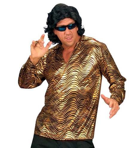 E-Carnavalskleding.nl Shirt disco fever goud heren