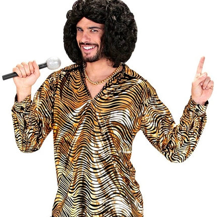 E-Carnavalskleding.nl Shirt disco fever goud heren