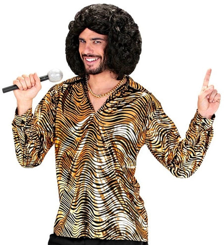E-Carnavalskleding.nl Shirt disco fever goud heren