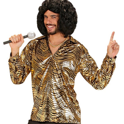 E-Carnavalskleding.nl Shirt disco fever goud heren