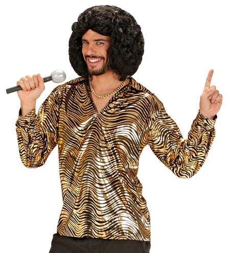 E-Carnavalskleding.nl Shirt disco fever goud heren