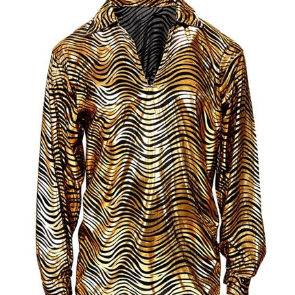 E-Carnavalskleding.nl Shirt disco fever goud heren
