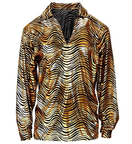 E-Carnavalskleding.nl Shirt disco fever goud heren