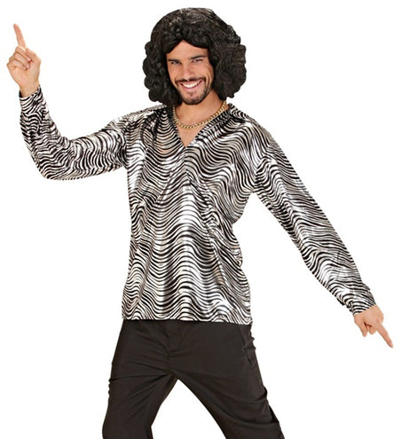 E-Carnavalskleding.nl Shirt disco fever zilver heren