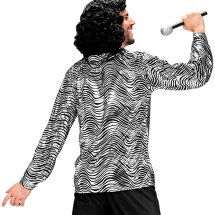 E-Carnavalskleding.nl Shirt disco fever zilver heren