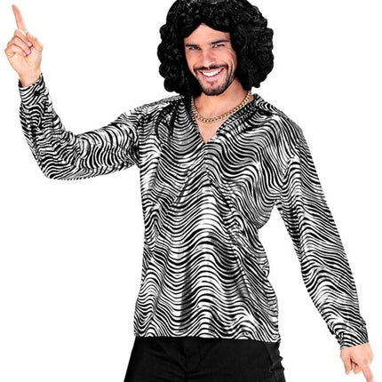 E-Carnavalskleding.nl Shirt disco fever zilver heren