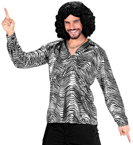 E-Carnavalskleding.nl Shirt disco fever zilver heren
